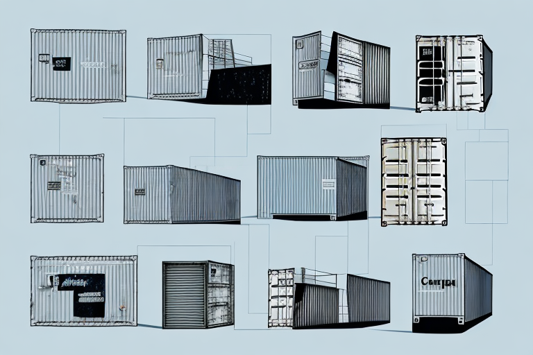 A shipping container in a variety of settings