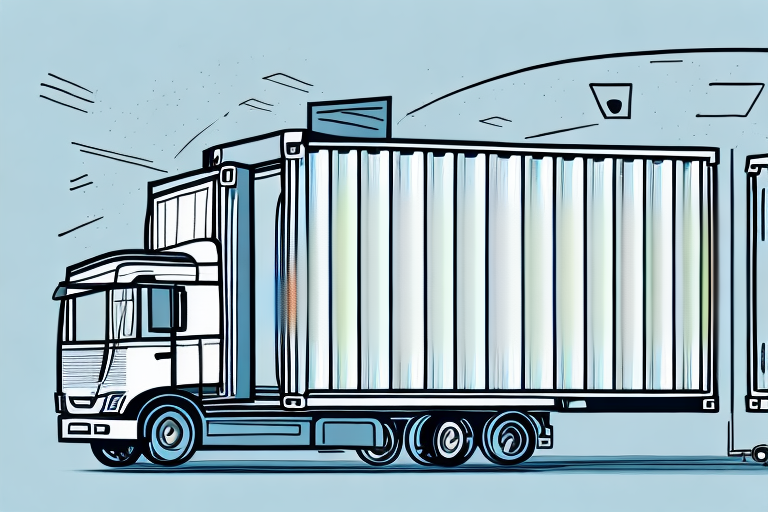 A shipping container being loaded onto a truck or train